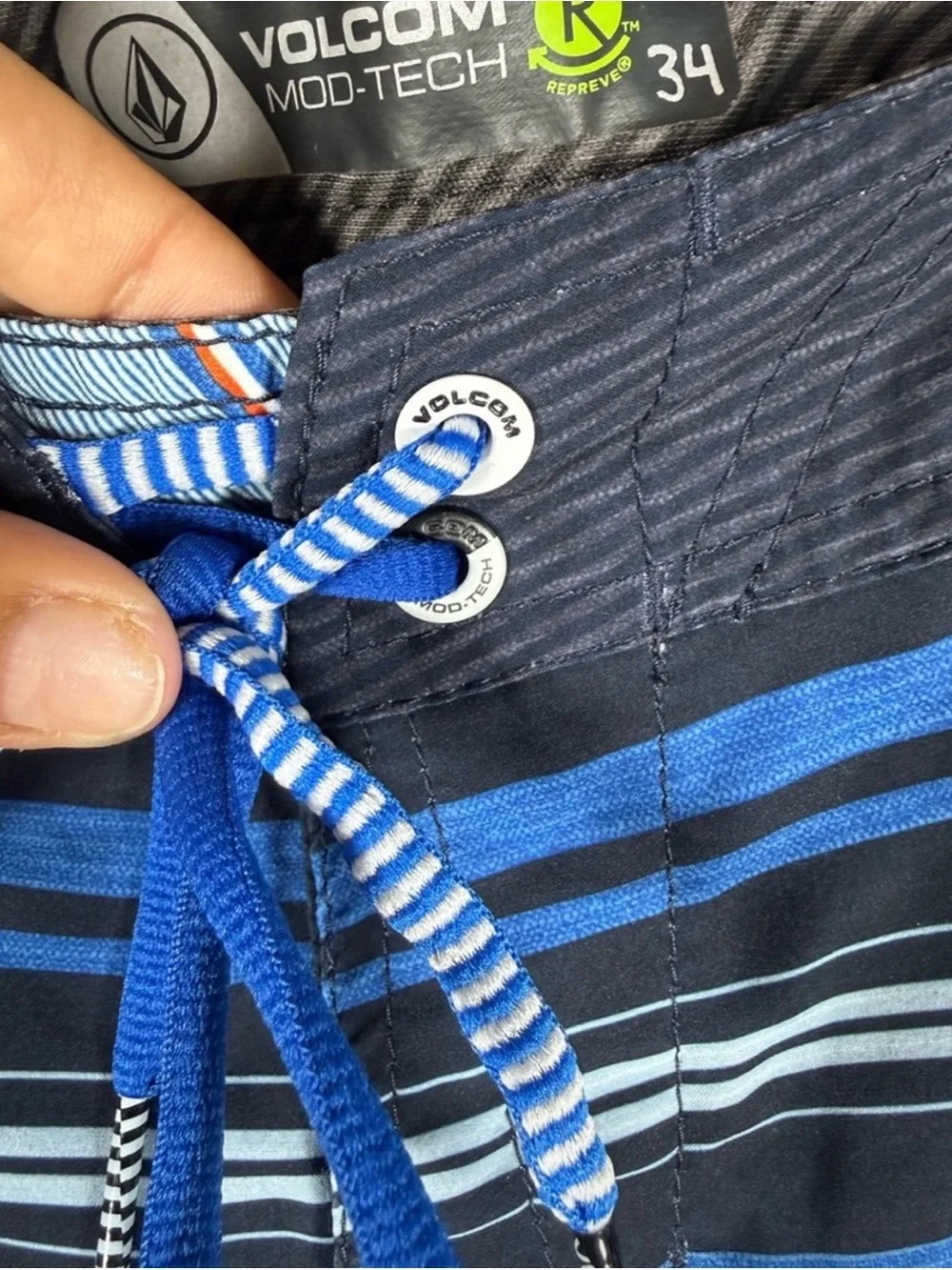 Volcom Men's Blue Multi-Stripe Boardshorts